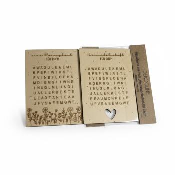 Preview: Detailaufnahme des Rätselplättchens auf der Holzkarte